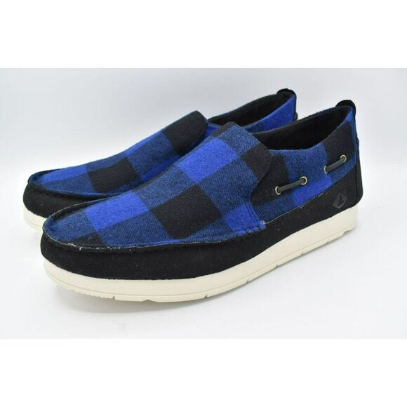 Sperry Mens Size 13 Moc Sider Buffalo Checkered Blue Black Plaid Slip On Shoes - Picture 3 of 10
